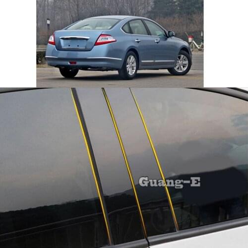 Car PC Material Pillar Post Cover Door Trim Window Piano Black Molding Sticker Plate Parts For Nissan Altima Teana 2008-2012