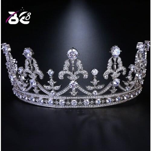 Be 8 Luxury Vintage Wedding Jewelry Hair Accessories Big Bridal Crown and Tiara Queen King Crown White Color for Women H140