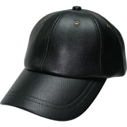 Hip Hop Faux Leather Adjustable Fashion Women Hat Unisex Metal Eyelet Streetwear Solid Black Blank Baseball Cap Men
