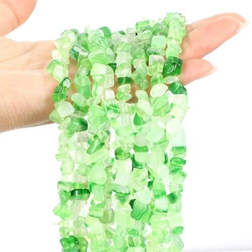 Natural Stone Green Stripe Agate Irregular Chip Gravel Beads For Jewelry Making DIY Bracelets Necklace Charm Accessories 3-5-8MM