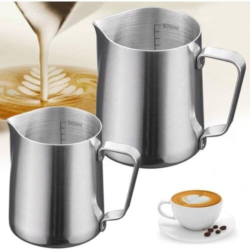 Stainless Steel Coffee Milk Frothing Kettle With Built-In Thermometer or Scale Espresso Latte Art and Frothing Milk Pitcher Cup