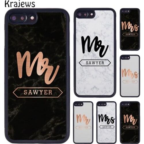 Krajews PERSONALISED MR MRS WEDDING COUPLE SURNAME Phone Case For iPhone X XR XS 11 12 Pro MAX 7 8 Plus Samsung Galaxy S8 S9 S10