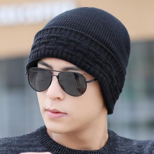 Brand Skullies Beanies Men Knitted Hat Warm Winter Hats Women Thicken Plus Fleece Soft Cap Cotton Knit Beanie Bonnet Mens Cap