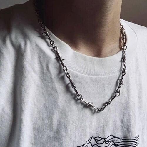 Cool Men Women Punk Swaggy Barbed Wire Brambles Choker Necklace Little Thorns Metal Link Chain Hip-hop Gothic Jewelry