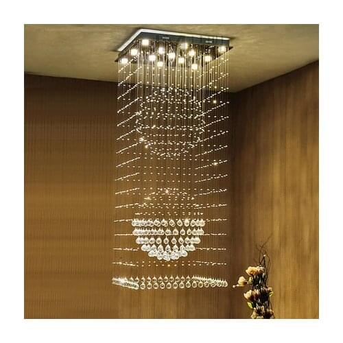 Square Crystal Chandeliers LED Modern K9 Chandelier Lights Fixture Home Indoor Lighting Hotel Hall Lobby Parlor Hanging Lamps