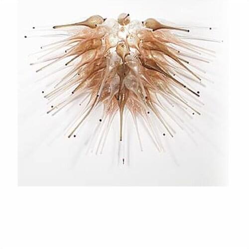 Amber Blown Glass Chandelier Lightings LED Bulbs Customized Murano Glass Small Cheap Chandeliers