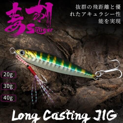 TSURINOYA Metal Jig Stinger Jigging Lure 20g/30g Winter Jig Hook Saltwater Jigging Bait For Bass Trout Pike Lure Fishing