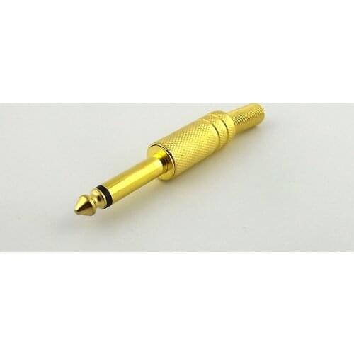 1pcs 6.35mm 1/4" Mono Male Plug Metal Audio Cable Solder Gold TS Adapter Connector