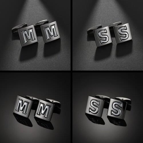 Fashion 26 English letter A-Z French shirt letter M S cufflink sleeve nail mens gift box set