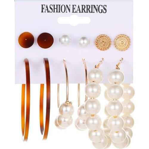 Modyle Hot Cute Resin Simulated Pearl Ear Drop Earrings Set For Women Girls Jewelry
