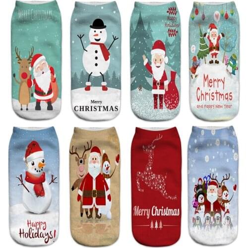 2017 New Women 3D Christmas Socks Unisex Cartoon Elk Snowman Santa Socks Women Low Cut Ankle Christmas Socks Calcetines Mujer
