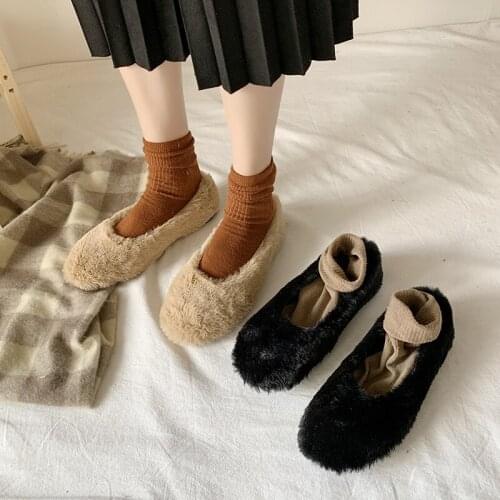 Solid color loafers pea shoes shoes soft and comfortable warm winter slippers women fashion new flat shoes casual shoes U16-99