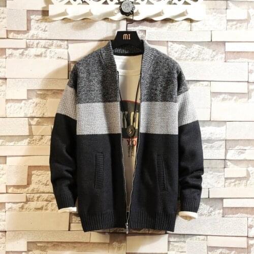 2020 Autumn & Winter New Arrival Plus Velvet Thick Sweater Plus Size Loose Color Matching Collar Cardigan Sweater Free Shipping