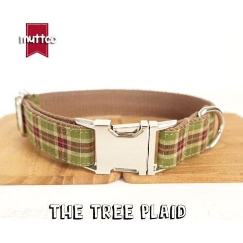 MUTTCO retailing self-designed environmental fashionable British style collar THE TREE PLAID fashion dog collar 5 sizes UDC040