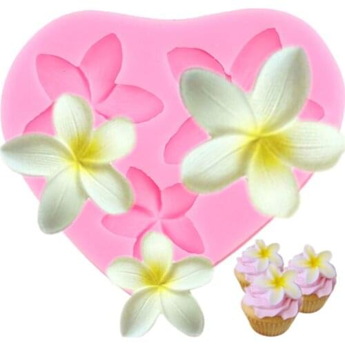 Plumeria Flower Silicone Mold Cupcake Topper Fondant Mould DIY Wedding Cake Decorating Tools Candy Resin Clay Chocolate Molds