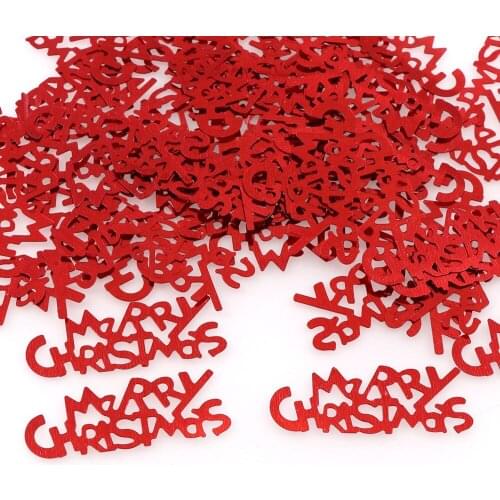 15g 40*15mm Red Color Merry Christmas Character Confetti Tinfoil Sequins Christmas Gift Table Decorations