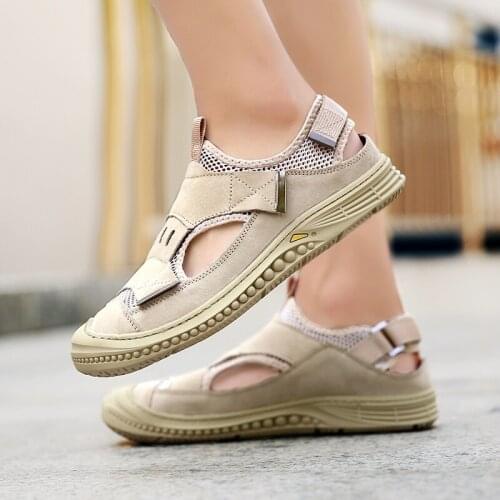 Mens Sandals Beach Flat Casual Breathable and comfortable Slippers Slip-On Summer Outdoor Light Casual Hole Shoes 38-46