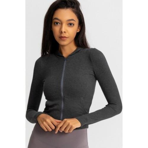 Long Sleeve Sports Coat Women Skinny Tight Sportswear Elastic Hardwear Yoga Suit Running Jacket Short Fitness Suit Gym Tops