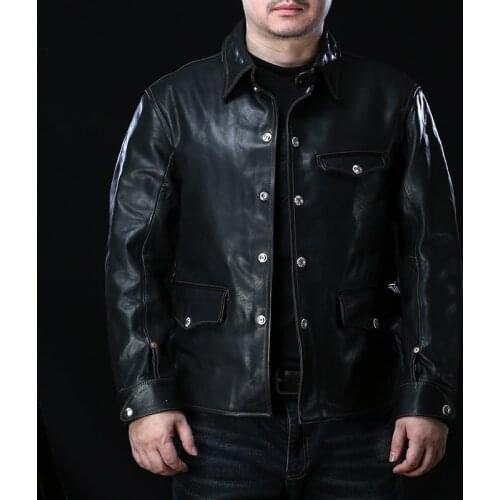 SZY1000 Avfly Read Description! Asian Size Super Quality Genuine Horse Leather 85% Wool Lining Horsehide Stylish Jacket