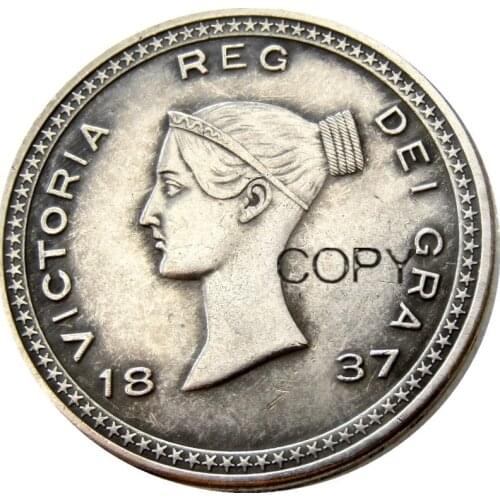 UF87)Great Britain Victoria silver Pattern Crown 1837 Silver Plated Letter Edge Copy Coin
