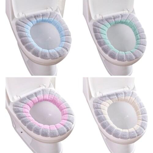 Universal Warm Soft Washable Toilet Seat Cover Mat Set for Home Decoration Close
