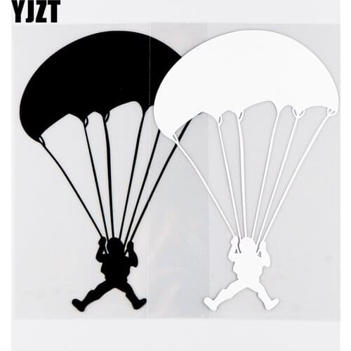 YJZT 11X16.7CM Car Sticker Vinyl Decals Parachute Skydiving Extreme Sports Art Decor Black / Silver 10A-0253