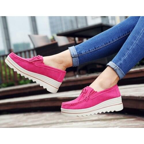 2021 Spring Women Flats Shoes Platform Sneakers Slip On Flats Leather Suede Ladies Loafers Casual Shoes Women loafers shoes