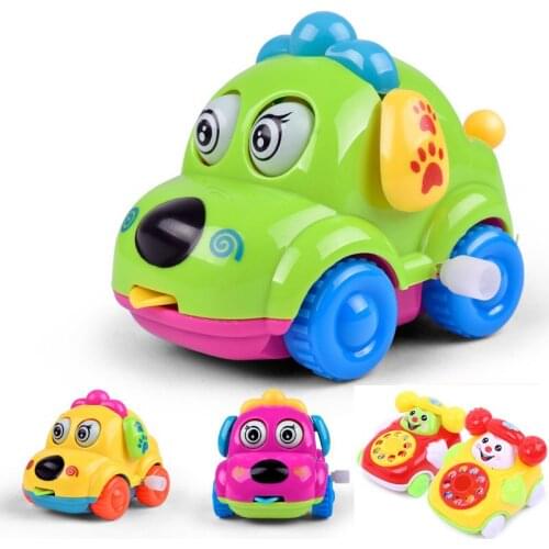 1 Pieces Random Color Cute Dog Running Car Clockwork Wind Up Toys Dog Shape Car Educational Toys For Kids Baby Toys Gifts