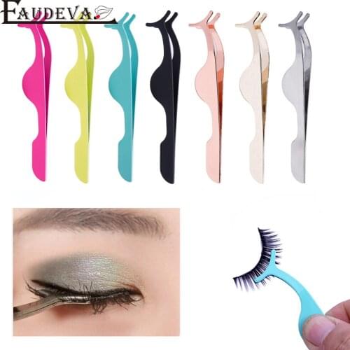 1PC False Eyelash Tweezers Extension Clip T-shape Fake Eyelash Curler Stainless Steel Nipper Tool Fish Tail Clamp Makeup Tools