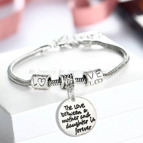 12PC/Lot Fashion Love Between Mother And Daughter Is Forever Bracelets Mom Mothers Gifts For Women Family Jewelry Chain Bangle