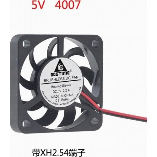 2pcs/lot 40x40x7mm 6000RPM DC 5V 12V sleeve bearing 4007 2Pin brushless cooling fan