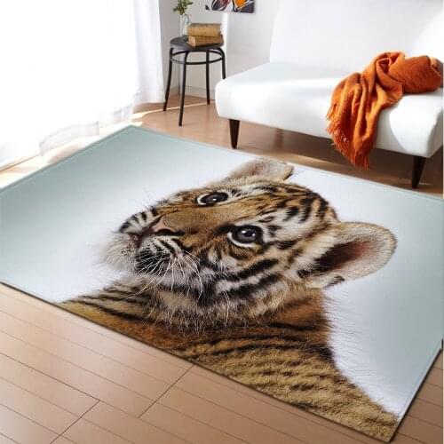 Cartoon Animal 3D Tiger Carpet Soft Flannel Sofa Bedroom Area Rug Kids Play Mat Decor Parlor Rug Carpets for Home Living Room