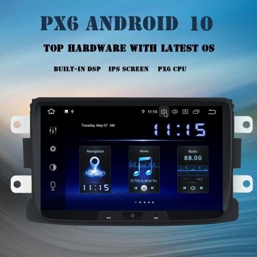 Dasaita 8" Android 10.0 Car Radio for Renault Duster Dacia Sandero Captur Lada Xray 2 Logan Head Unit PX6 DSP 4GB RAM GPS Navi