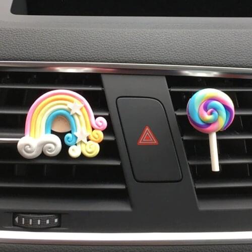 Car Accessories For Girls Car Smell Air Freshener Cute Rainbow Vent Clip Car Scent Diffuser Auto Interior Decoration Car Perfume