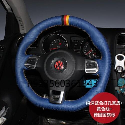 For Volkswagen Sagitar Passat Scirocco T-ROC Bora Touran Toureg hand stitched steering wheel cover leather suede grip cover