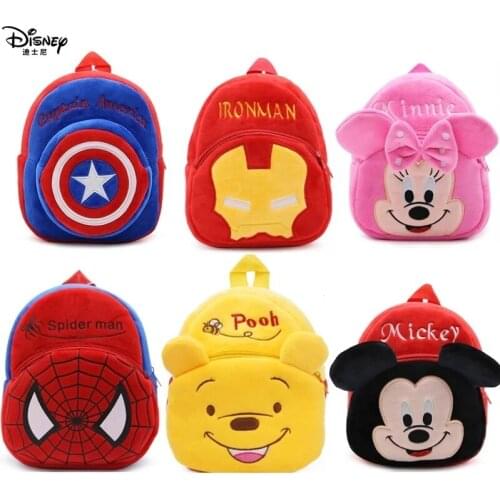 Disney marvel Avengers spiderman KT mickey mouse Minnie Winnie the Pooh stitch Plush backpack Kids baby school bag