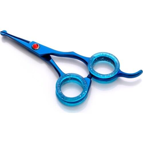 Purple Dragon 4.5 inch Mini Safety Rounded Tip Professional Pet Straight Micro Serrated Small Scissor Dog Grooming Hair Cut Clip