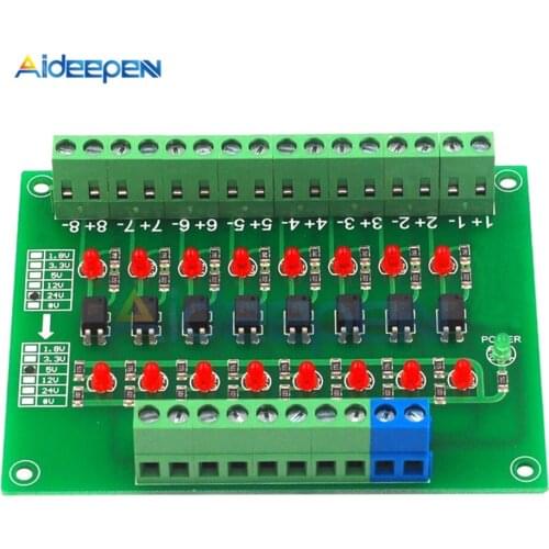 24V To 5V 8 Channel 8 Bit Photoelectric Isolation Module Level Voltage Converter NPN Output PLC Signal Converter Adapter Module