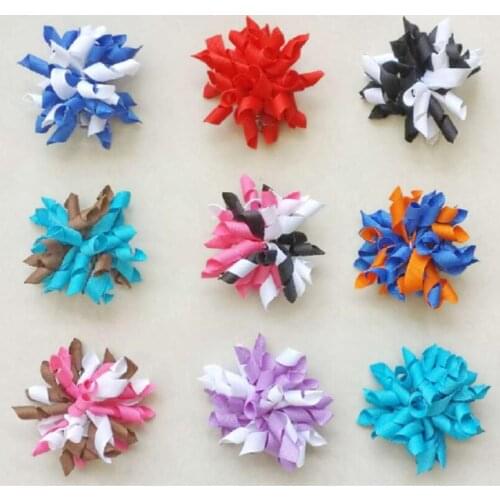 Korean Korker Hair Clips Bows Flower Elastic Hairband Girl Kids 2.5" Tassel Corker Curl Ribbons Bobbles Ponytail Holders