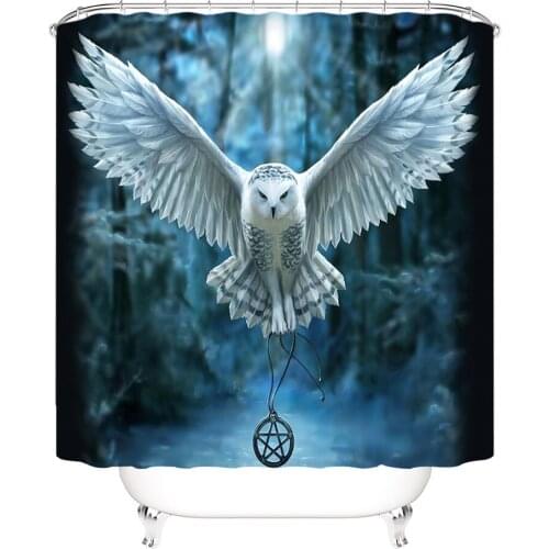 Creative Cartoon Animal Owl Wolf Art Letter Shower Curtain Windproof Bathroom Decoration Home Furnishing