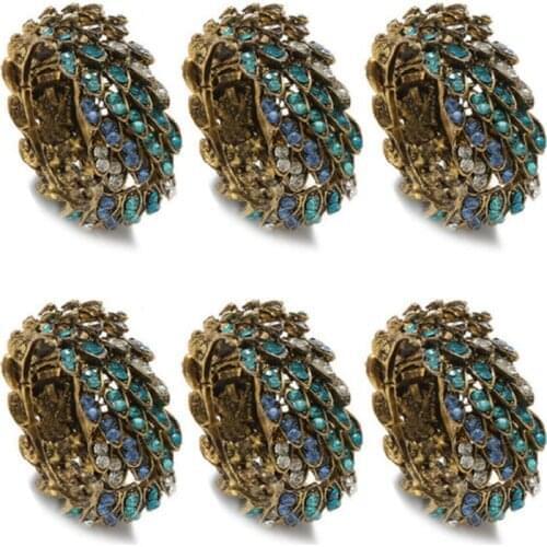 Crystal Napkin Ring 6Pcs Set-Elegant Swan Metal Napkin Holder Ring Suitable for Valentines Day Hotel Restaurant Wedding