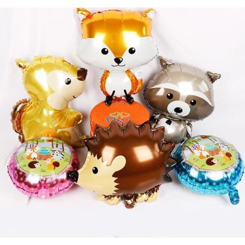Forest cartoon animal balloon fox squirrel hedgehog raccoon aluminum foil light balloon childrens toy birthday party balloon