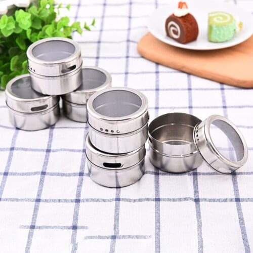 Magnetic dustproof visible stainless steel seasoning pot outdoor spice barbecue seasoning pot with Stickers