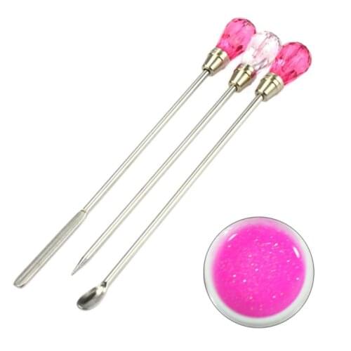 Stirrer Powder Spoon Jewelry Tools Set 10cm Gem Decorated Bubble Needle for DIY Glitter Acrylic Silicone Resin Mold Jewelry Tool
