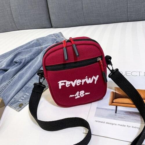 Fashionable canvas bag female bag 2021 new small fresh casual shoulder bag foreign gas mobile phone bag lovely girl canvas bag