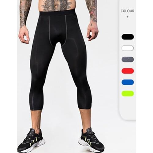 Men Compression Sport Tights Fitness Workout Running Pants Training Gym Cropped Trousers Quick Dry Breathable Male Sportswear