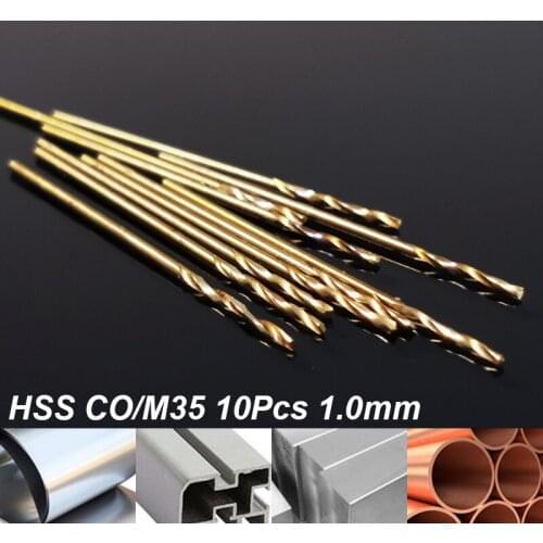 10Pcs Set 1.0MM HSS CO/M35 Twist Drill Bit Stainless Steel Hole Cutter The Whole Ground Metal Reamer Tools DIY Hand Tools Kit