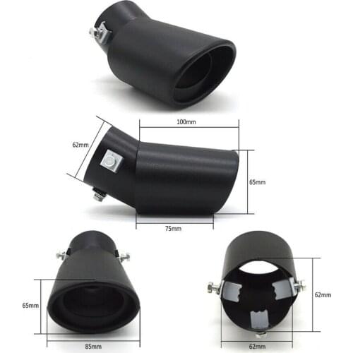 Tip Exhaust Pipe Bend Matte Black Parts Pipe Stainless Steel Throat Universal 62mm