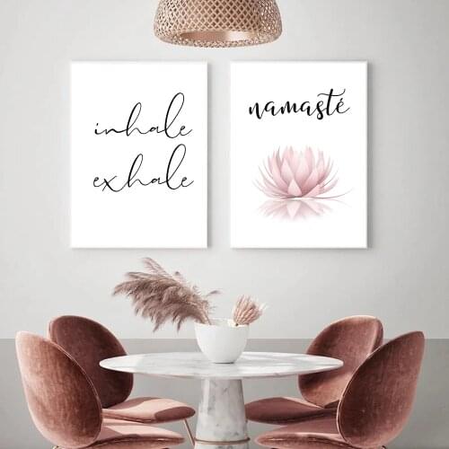 Namaste Lotus Print Zen Yoga Wall Art Canvas Painting Picture Inhale Exhale Modern Minimalist Poster Home Room Wall Decoration