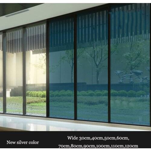 New Silver blue Insulation Window Film Solar Reflective One way Mirror color window stickers film home office decor Length 200cm